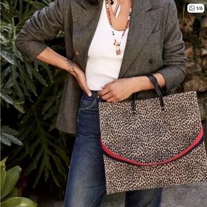 Clare V Simple Suede Tote in Mini Cat w. Removeable Strap